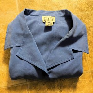100% SILK- Ann Taylor LOFT Blue Shirt Size 10